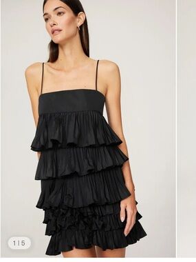 Alexis Black Tiered Ruffle Mini Dress